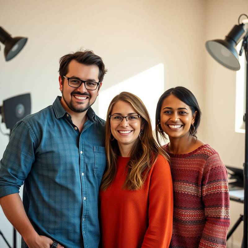 L'équipe souriante du studio
